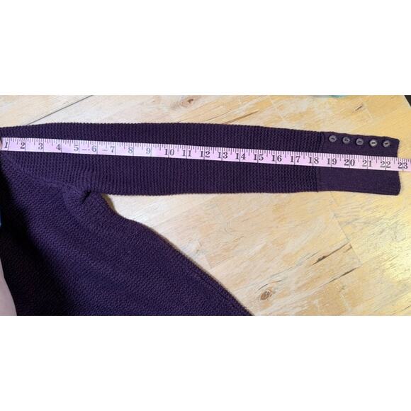 LOFT Ann Taylor 100% Cotton Shaker Knit Crew Neck Sweater Sz M Purple Cozy Layer - Picture 7 of 8